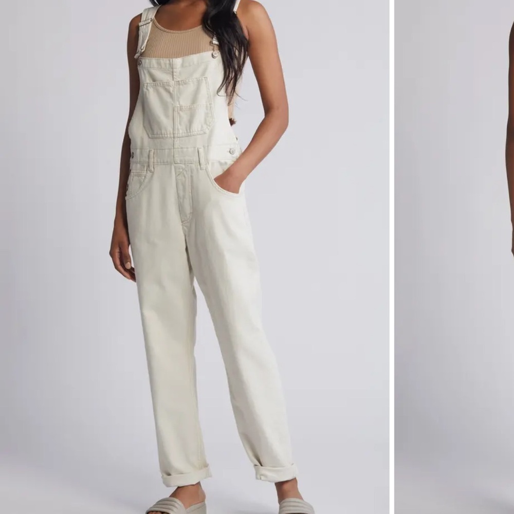 Free People we the free optic white ziggy overalls